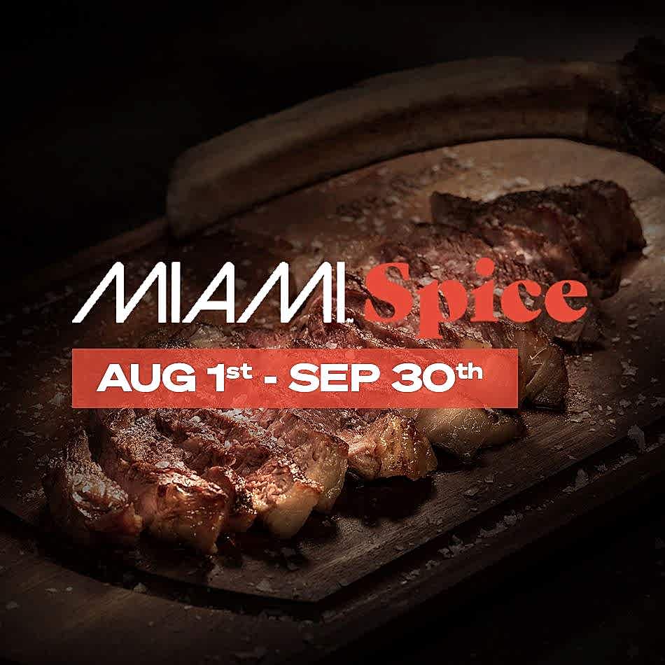 Miami Spice 2024 at Nusr-Et Steakhouse Miami – $60 3-course Wagyu dinner and $35 lunch special, available August 1 to September 30. Premium steak sliced on wood board with elegant presentation.